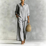 2026 spring and summer women's suit cotton and linen wide-leg pants suit