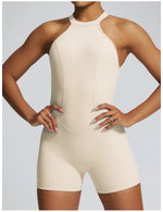 Short Sports Jumpsuit Women Hollow Out Backless Sleeveless High Elasticit Yoga One Piece Suit Tight Fitting Fitness Rompers