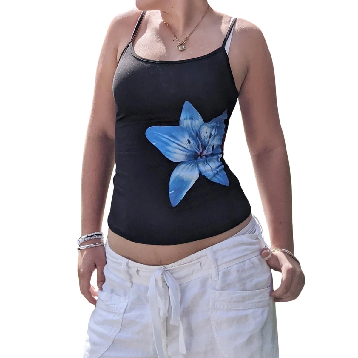 Summer Women Floral Print Camisole Casual Spaghetti Straps Tank Tops Sleeveless Crop Tops for Club Streetwear