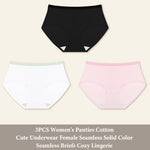 3Pcs/Set Women's Seamless Cotton Briefs Women Panties Solid Color Breathable Underwear Female Low Waist Soft Lingerie S-XXL