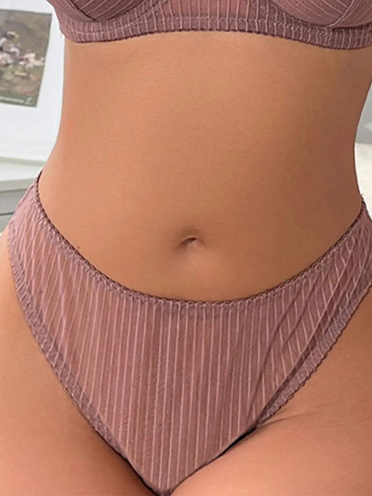 Lace Panties for Women, Sexy Solid Color, See-Through, Hot Low-Waist Triangle Style, Transparent, Mood-Enhancing, Vertical Stripe, Seamless, Butt-Lifting