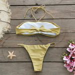 New Bandage Stripes Brazilian Bikini Swimwear Women's Swimsuit Two Piece Set Female Sexy Lace up Mujer Beachwear Summer