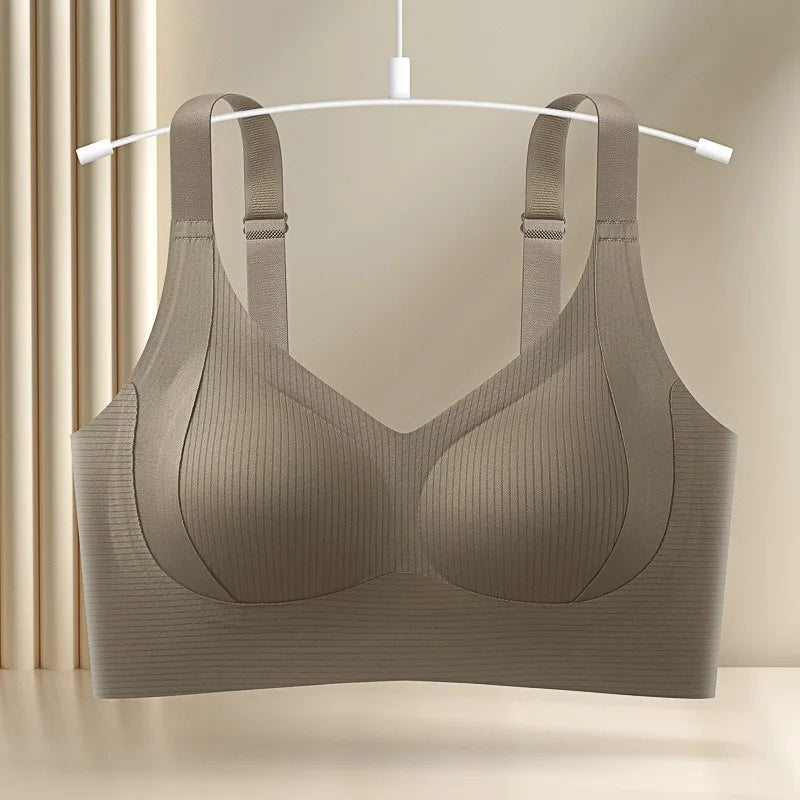 Seamless Push-Up Bras For Women Non-wire V-neck Bra Padded Underwear Sexy Lingerie Adjustable Wide Straps Intimates M-4XL
