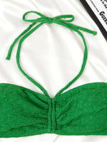 2025 Halter Bandeau Bikini Solid Swimwear Female Sexy Swimsuit Women Bathers Bathing Swimming Swim Suit Beachwear