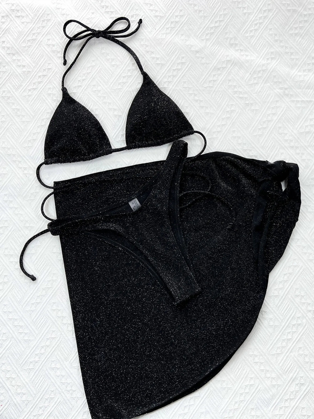 2026 New Sexy Bikini Set 3-Piece Solid Swimwear Swimsuit Women 3 Piece Bikinis Set Bathing Suit Beach Bikini Female Shiny Fabric