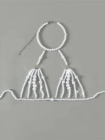 Luxury Pearls Chain Halter Hollow Out See Through Bikini Top Female Swimsuit Women Swimwear Bather Bathing Suit Swim Beach Top
