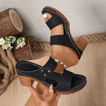 Lightweight High-Heeled Sandals Women Plus Size 43 Hollow Out Thick Heel Slippers Woman Summer Slip On Platform Sandles Female