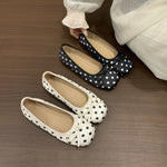 2026 New Polka Dot Women Ballet Flats Comfort Round Toe Shoes Street Style Soft Sole Ladies Eelgant Dress Slip on Loafers Shoes