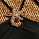 Sexy Halter Starfish Ornament Bikini Set 2026 Women Black Push Up Bra High Waist Swimsuit Beach Bathing Suit Two Piece Swimwear