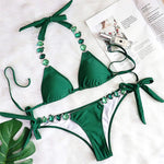 Brazilian Jewelled Rhinestones Diamond Bikini Women Swimwear Female Swimsuit Two-piece Bikini set Bather Bathing Suit Swim V2339