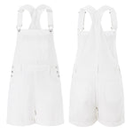 Women Denim Bib Overalls Adjustable Straps Shorts Romper with Pocket Casual Rolled Cuff Shortalls