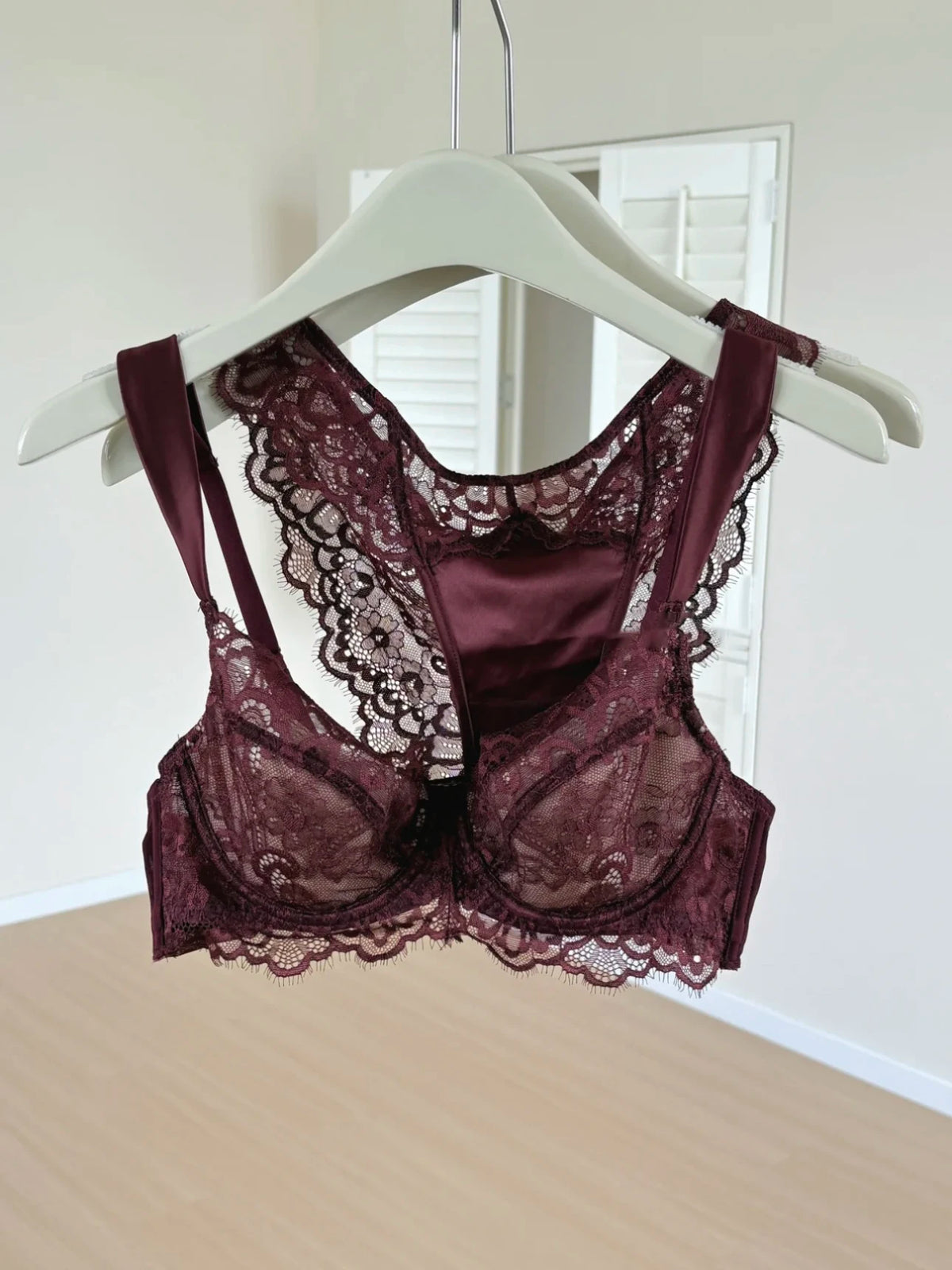Minimizer Bra Set for Large Bust with U-Back | French Lace Deep V Push Up Anti-Sagging | Women's Sexy Summer Underwear MOYISU AB