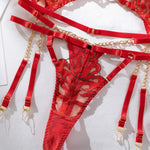 Bikini Fashion Sexy Plot Person Flame Metal High-End Temptation Slim Sexy Lingerie Four-Piece Set