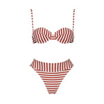 2Pcs Striped Swimsuit With Long Skirt Sexy Women Bikini Push Up Swimwear Halter Biquini Female Bathing Suit Slimming Beachwear
