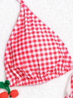 Sexy Micro Bikini 2024 Woman Swimsuit Red Gingham Swimwear Women String Thong Bikinis Set Female Bathing Suit Beach Wear Biquini