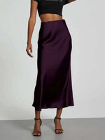 28 Colors New 2026 Women's Elegant High Waist Satin Long Skirts Female Summer Solid Color Faldas Fashion Women Skirts KBA3