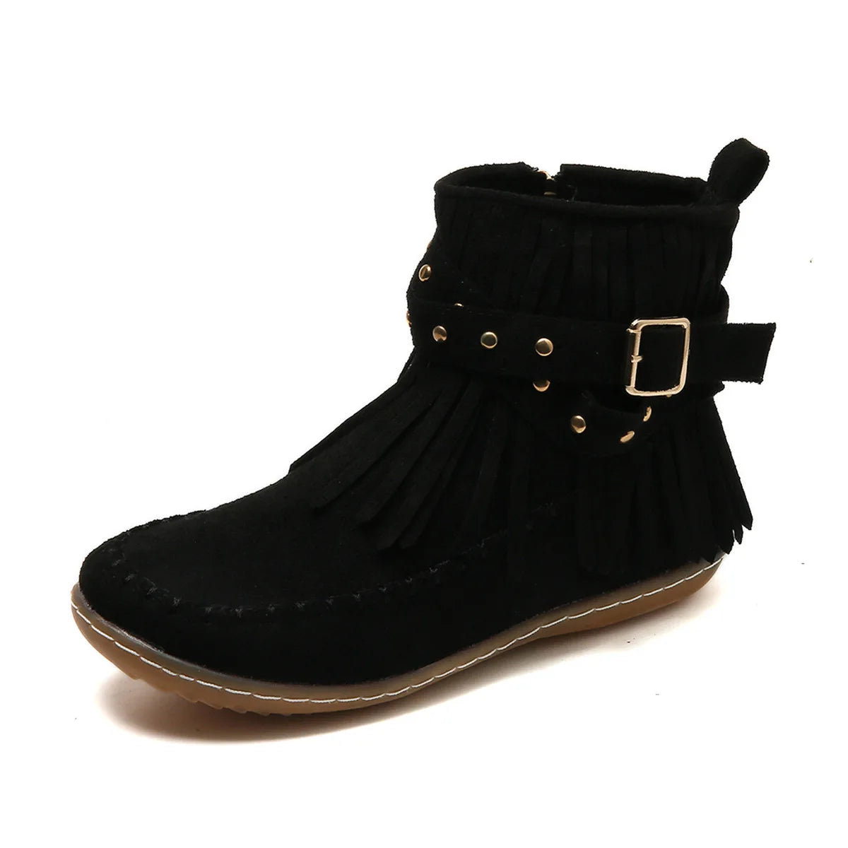 Vintage Women Boots Suede Ankle Boots Fringe Women Shoes Winter Boots Women Side Zipper Casual Shoes Ladies Snow Boot