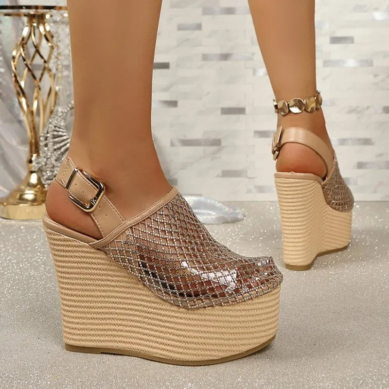 Platforms Sandals WomenWedges High HeelSandals Summer Pointed Toe Fashion Shoes