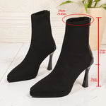Sexy Pointed Toe Thin High Heels Boots Women Fashion Back Zipper Platform Ankle Boots Woman Super High Heeled Short Booties 42