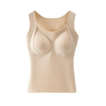 Women Sleeveless Thermal Tank Top with Built-in Bra Fleece Lined Warm Base Layer Tunic Camisole Undershirt for Cold Weather