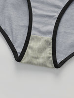 Women Ribbed Contrast Trim High Cut Bikini Panties Soft Breathable Cotton Crotch Low Rise Daily Comfort Underwear Briefs C820