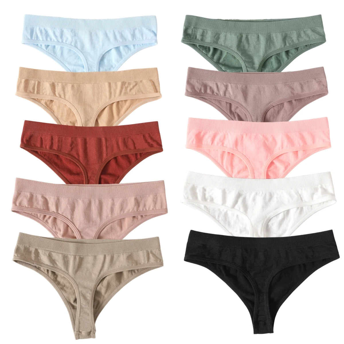 10Pcs/Set Seamless Thongs G-String Women Panties Sexy Underwear Female Underpants Sexy Lingerie Low Waist Sport Bottoms M-XL