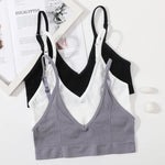 Seamless Tube Top Women's Ribbed V-Neck Wireless Bralette U-Back Daily Wear Bra Sexy Lingerie Adjust Straps Sports Underwear M-L