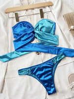 2026 New Sexy Bikini Bandeau Women Push Up Block Color Swimwear Swimsuit Bikinis Set Bathing Suit Bikini Female Metal Ring Decor