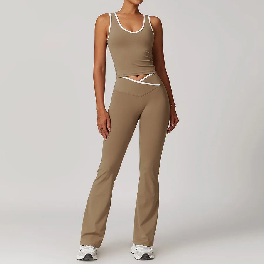 Yoga Set2 Pieces Workout Outfits Fitness Sportswear Gym Tracksuit High Waist Leggings Sports Bra Athletic Wear Women Clothes