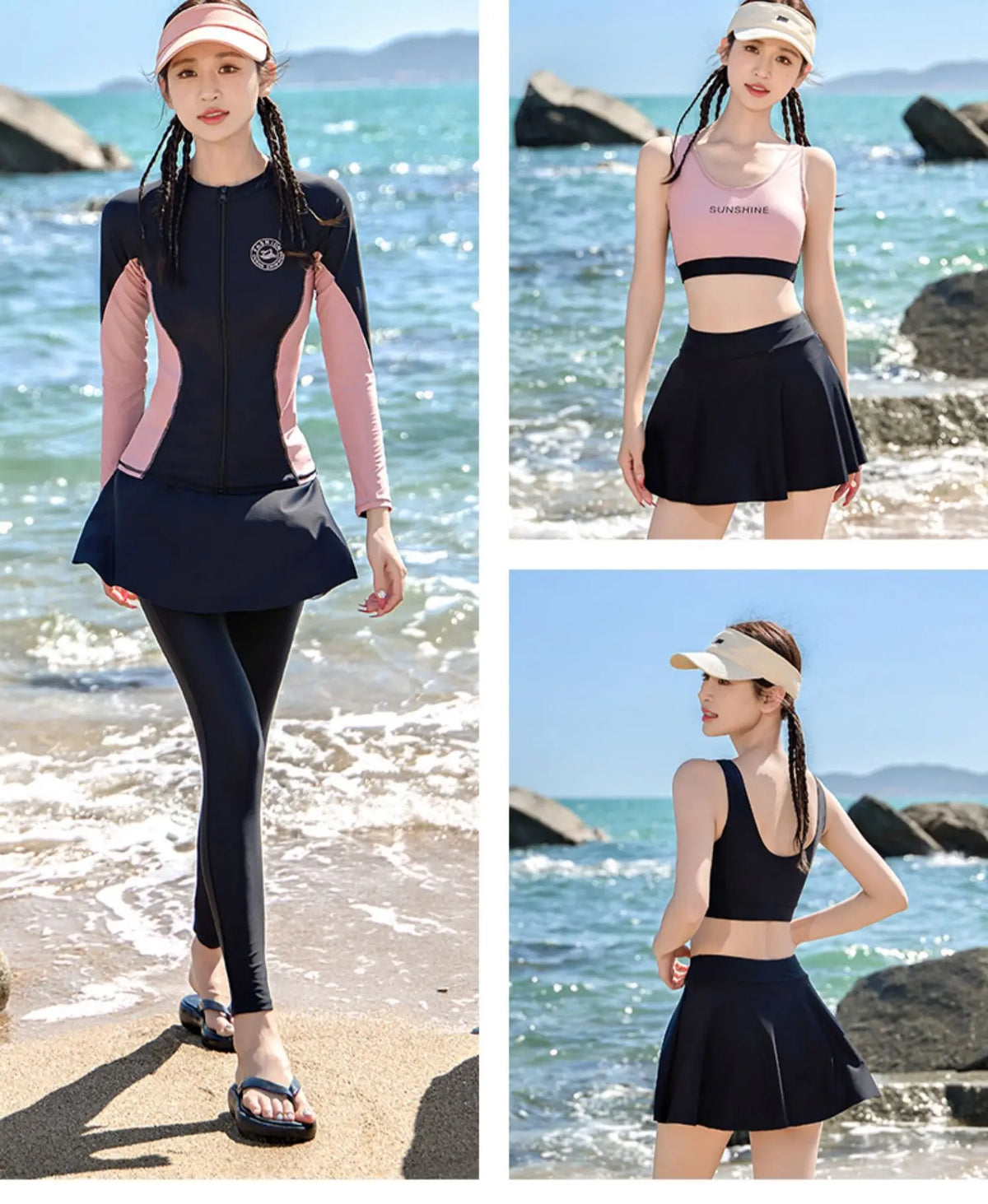 Split Swimsuit Women's Four Piece Sports Slimming Diving Beach Surfing Conservative Sun Protection Long Sleeved Swimsuit Set