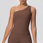Women Seamless Cloud Feel One-Shoulder Waist-Cinching Yoga Vest Quick-Dry Slimming Sports Shaping Underwear Running Fitness Top