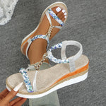 Fashion T-Strap Platform Sandals for Women New Mix Color Elastic Band Wedge Sandals Woman Summer Daily Open Toe Sandalias Female