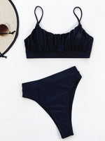 Bikini 2026 Sexy Solid High Waist Pleated Swimwear Swimsuit Women Bikinis Set Bathing Suit Beach Bikini Female Push Up Banadores