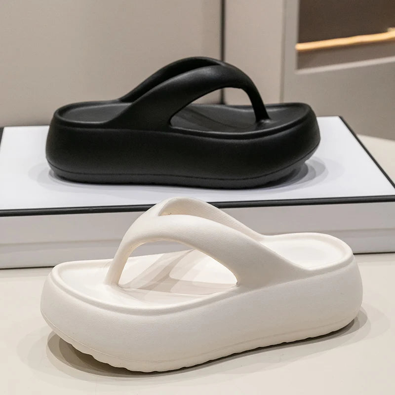 Chunky Platform Flip Flops for Women Summer 2025 Clip Toe Thick Bottom Cloud Slippers Woman Beach Non-Slip Soft Sole Flip Flops