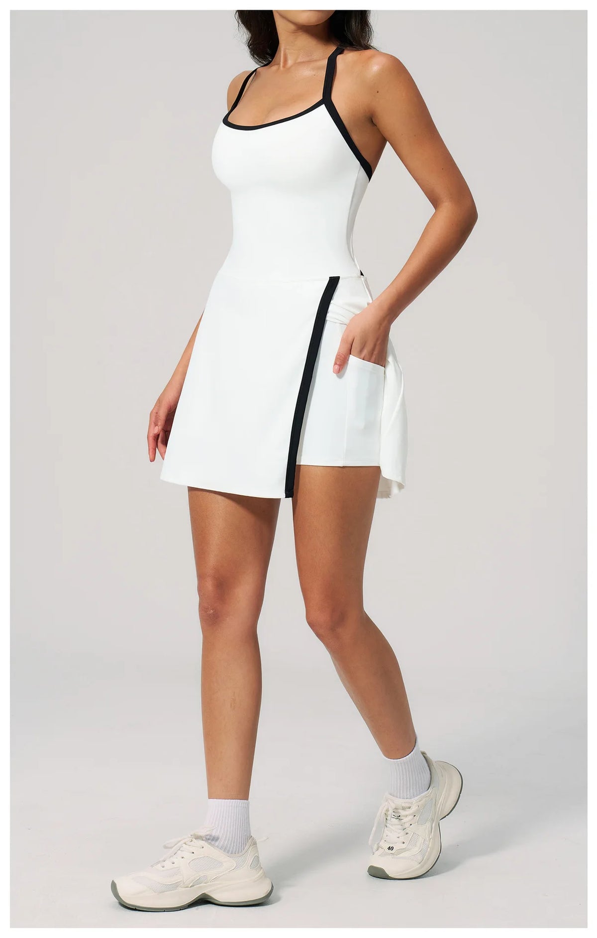 Naked Women's Tennis Dresses for Women Breathable Back Hollowed Out Sleeveless Mini Dress Built in Shorts Tight Sports Skirt