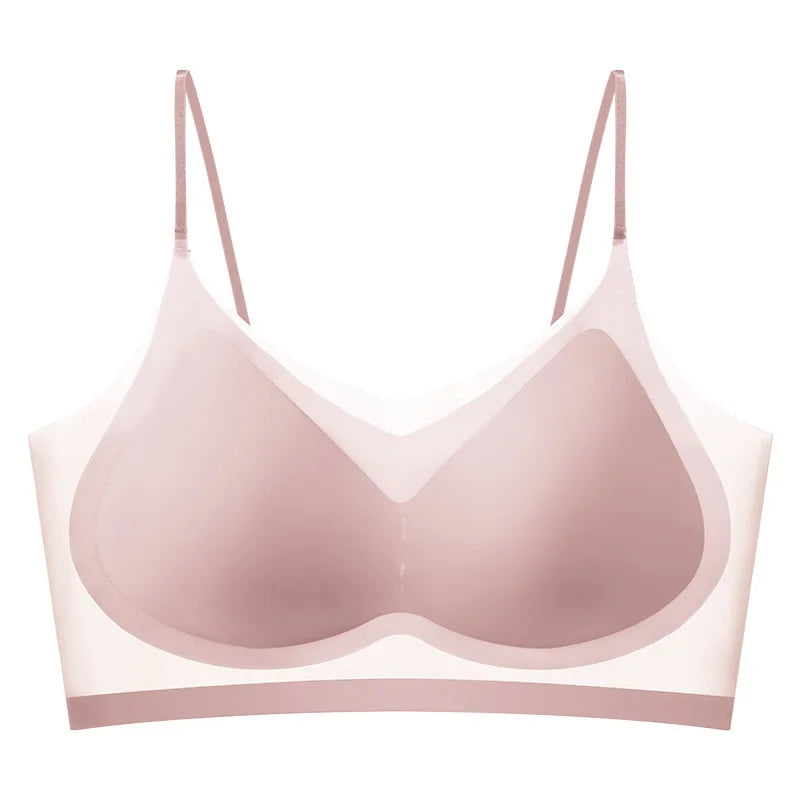 Summer Ice Silk Seamless Ultra-thin Ice Silk Bra Lifting Bra M-4XL Women's Sports Bra Wireless Underwear Air Cooling Brassier
