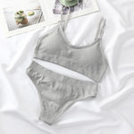 Women Padded Bra And Panties Set Wire Free Seamless Bra Sexy High Waist Thongs Underwear Sports Brassiere Female Lingerie Set