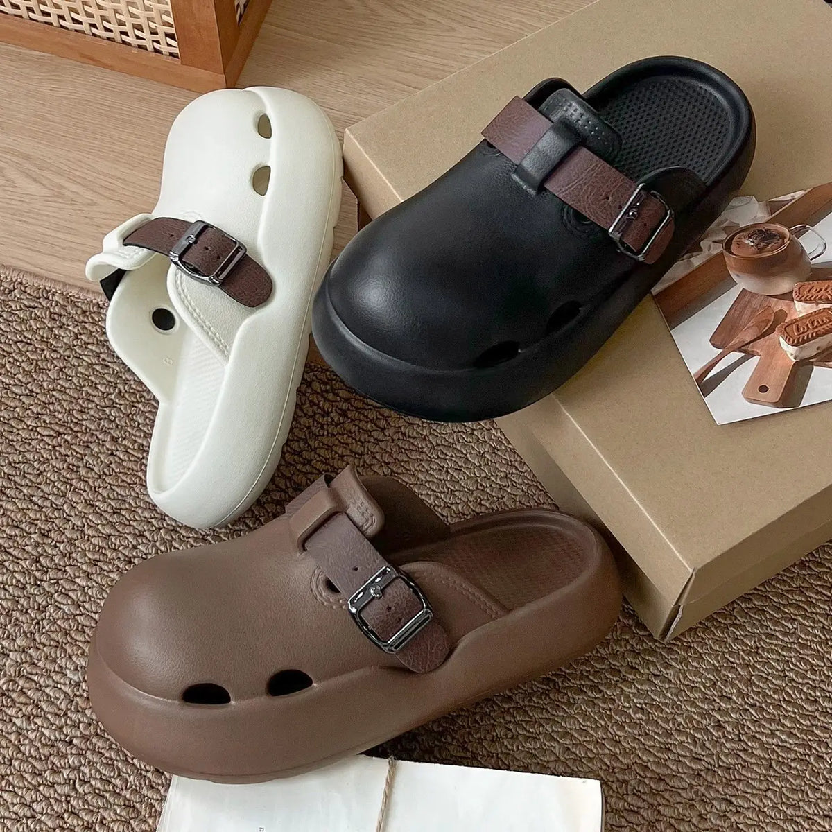 2026 Women Summer Platform Slippers Close Toe Female Leisure House Shoes Soft EVA Female Indoor Street Mulers Slip-on Sandals