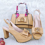 Doershow beautiful Italian Shoe and Bag Set New Shoes and Bag Set In Italy pink Color Italian Shoes with Matching Bags HFG1-23