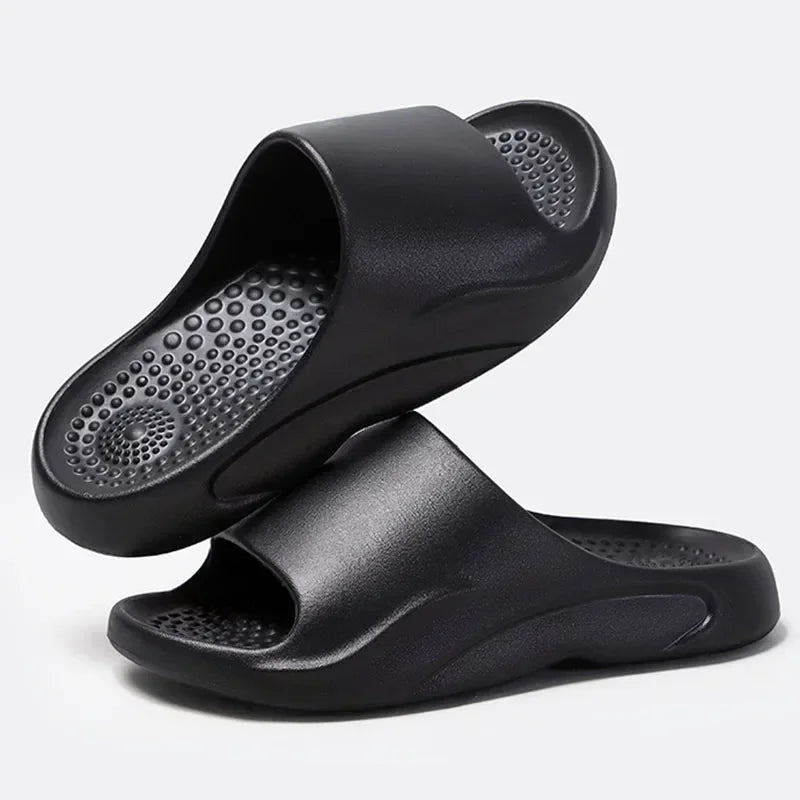Non-Slip Shower Slippers Women Men Comfortable Soft Sole Couple Slippers Summer 2025 Lightweight Flat Heel Bathroom Slides