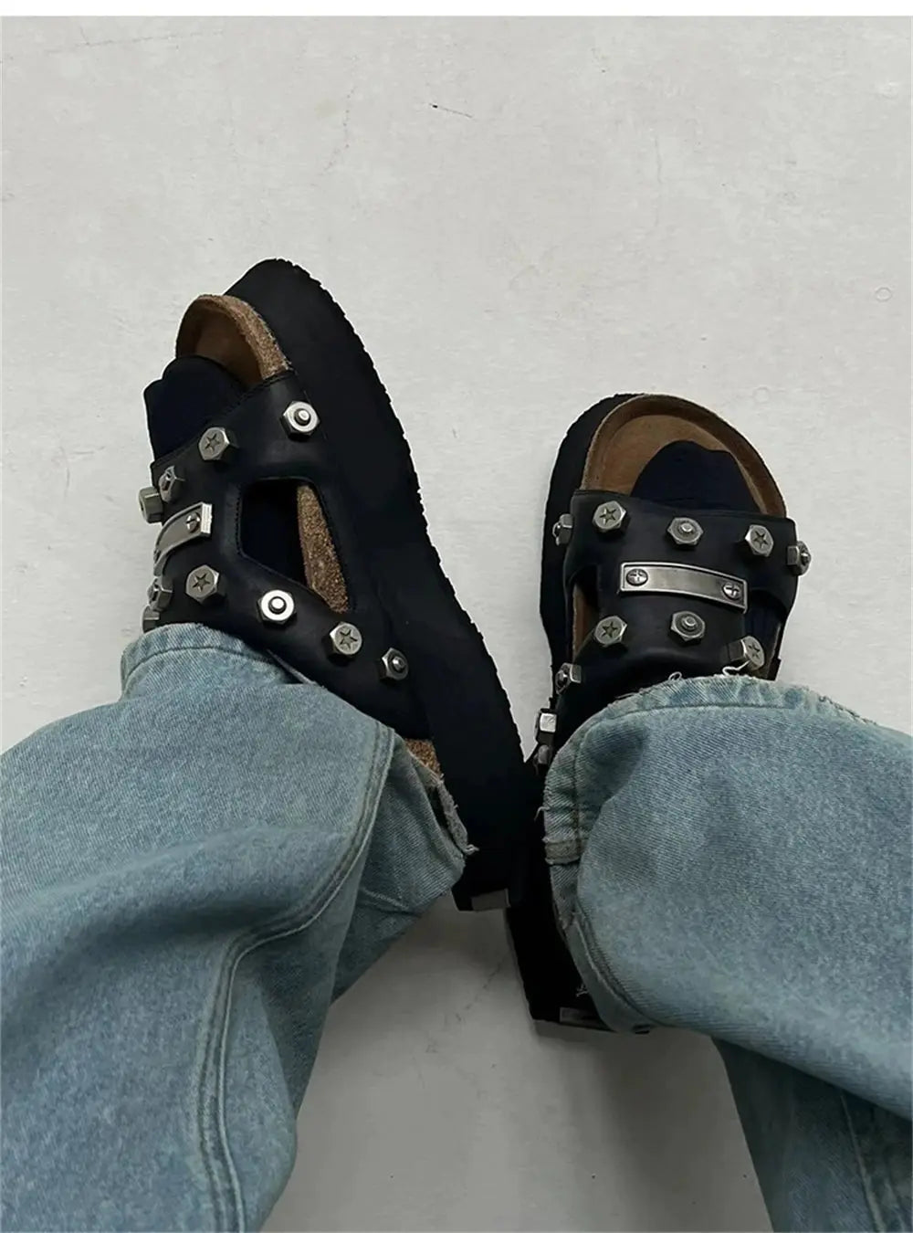 2025 Brand New Big Size 45 Denim Leisure Mules Shoes Women Trendy Comfy Walk Casual Clogs Flats Outdoor Slipper Men Slides