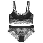 Europe Sexy Hollow Lace Embroidery Women Underwear French Thin Cup Push Up Bra Set Corset Lingerie Plus Size CD Bras and Panties