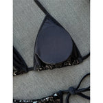 Sequins Halter Bikini Female Swimsuit Women Swimwear Two-Pieces Bikini Set High Cut Leg Padded Bather Bathing Suit Swim V8302