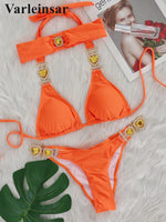 Diamond Rhinestone BikiniFemale Swimsuit Women Swimwear Two-pieces Bikini set With Hairbands Bather Bathing Suit Swim V3047G