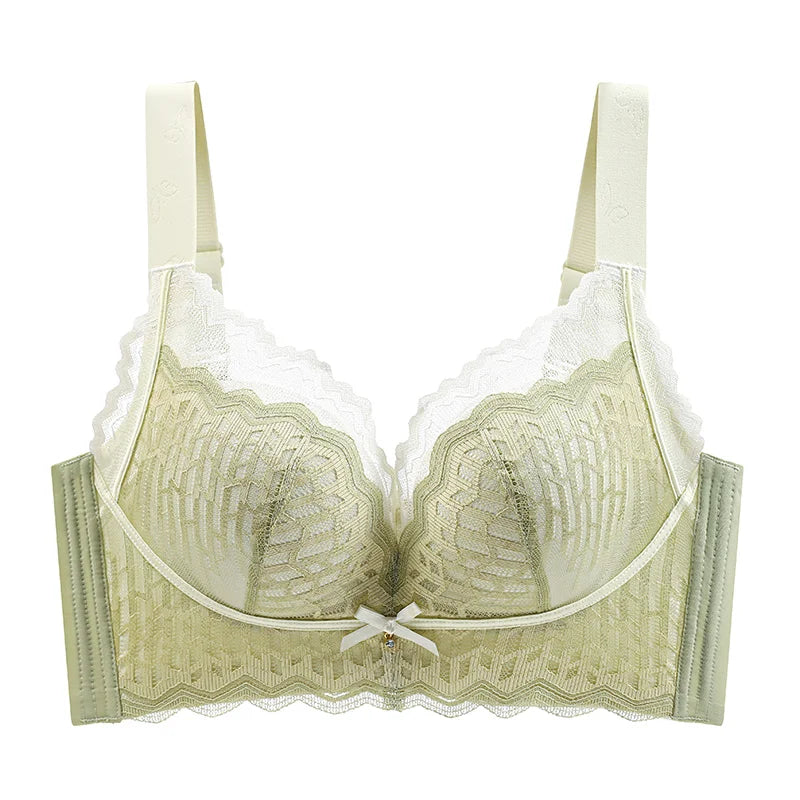 Thin WireFree Underwear Women Thin Style Large Chest Show Small Bra Gathered Adjusted Breast Closure No Steel Ring Bra 80-120CDE