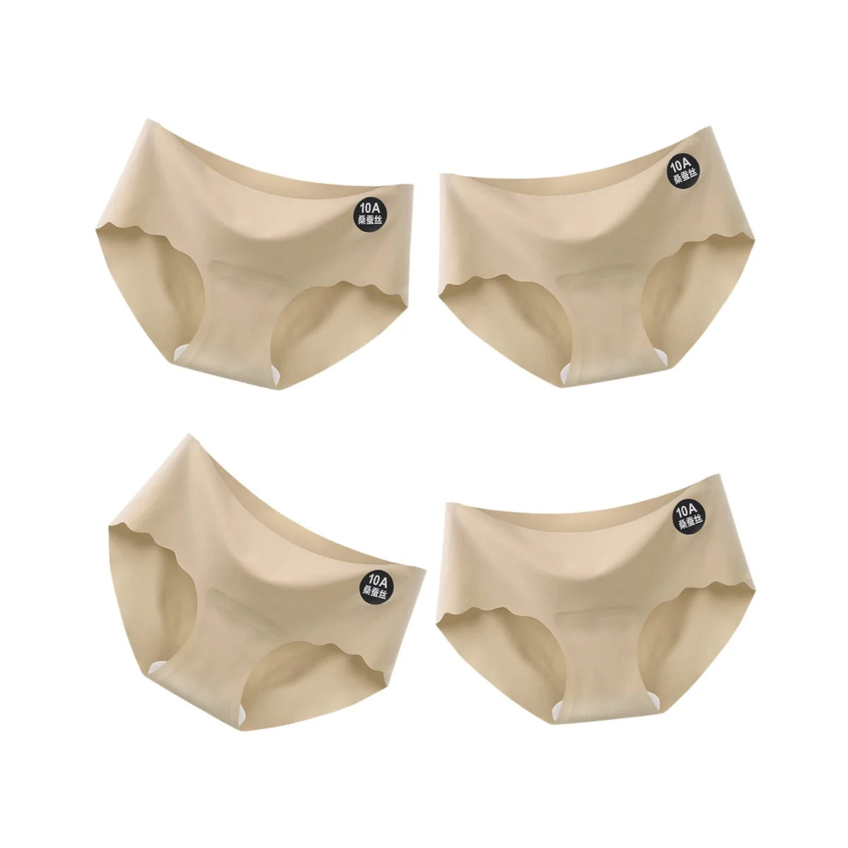 4Pcs/Set Ice Silk Panties Women Low-Waist Stretch Briefs Female Underpants Sexy Lingerie Solid Color Invisible Intimates M-XL