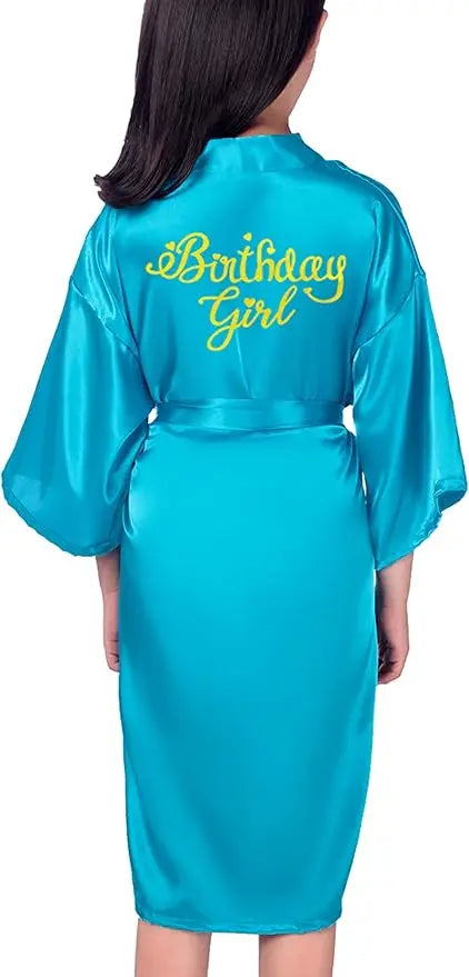 Birthday Squad Birthday Girl Princess Robe Spa Robes for Girls Party Satin Silk Kimono Robes Party Supplies