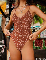 2026 Strappy Swimsuit One Piece Sexy Printed Floral Swimwear Women Bathers Bathing Swimming Swim Suit Padded Beachwear Summer