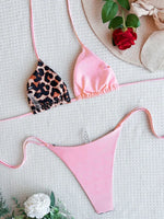 Halter Splicing Leopard Bikinis 2026 Satin Bikini Female Swimsuit Women Swimwear Two-pieces Bikini Set Micro Bathing Suit Swim