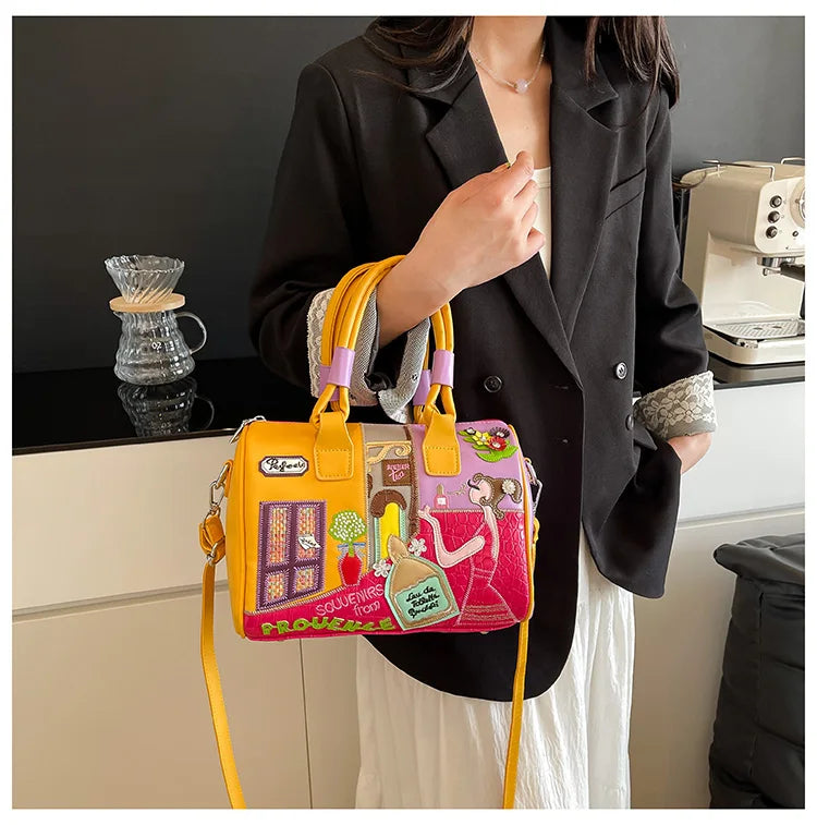 PU New Personality Stylish Shoulder Bags Design Patchwork Zipper 2025 Hot Sale Women's Bags Retro High Quality Women's Bags